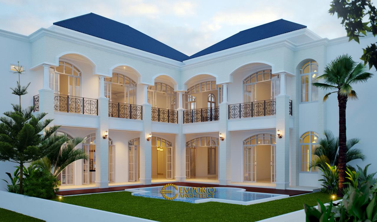Desain Tampak Belakang Rumah Classic 2 Lantai Ibu Yanti di Semarang, Jawa Tengah 2