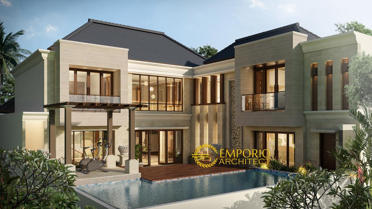 Desain Tampak Belakang Rumah Villa Bali 2 Lantai Ibu Rika di Sorong, Papua Barat 2