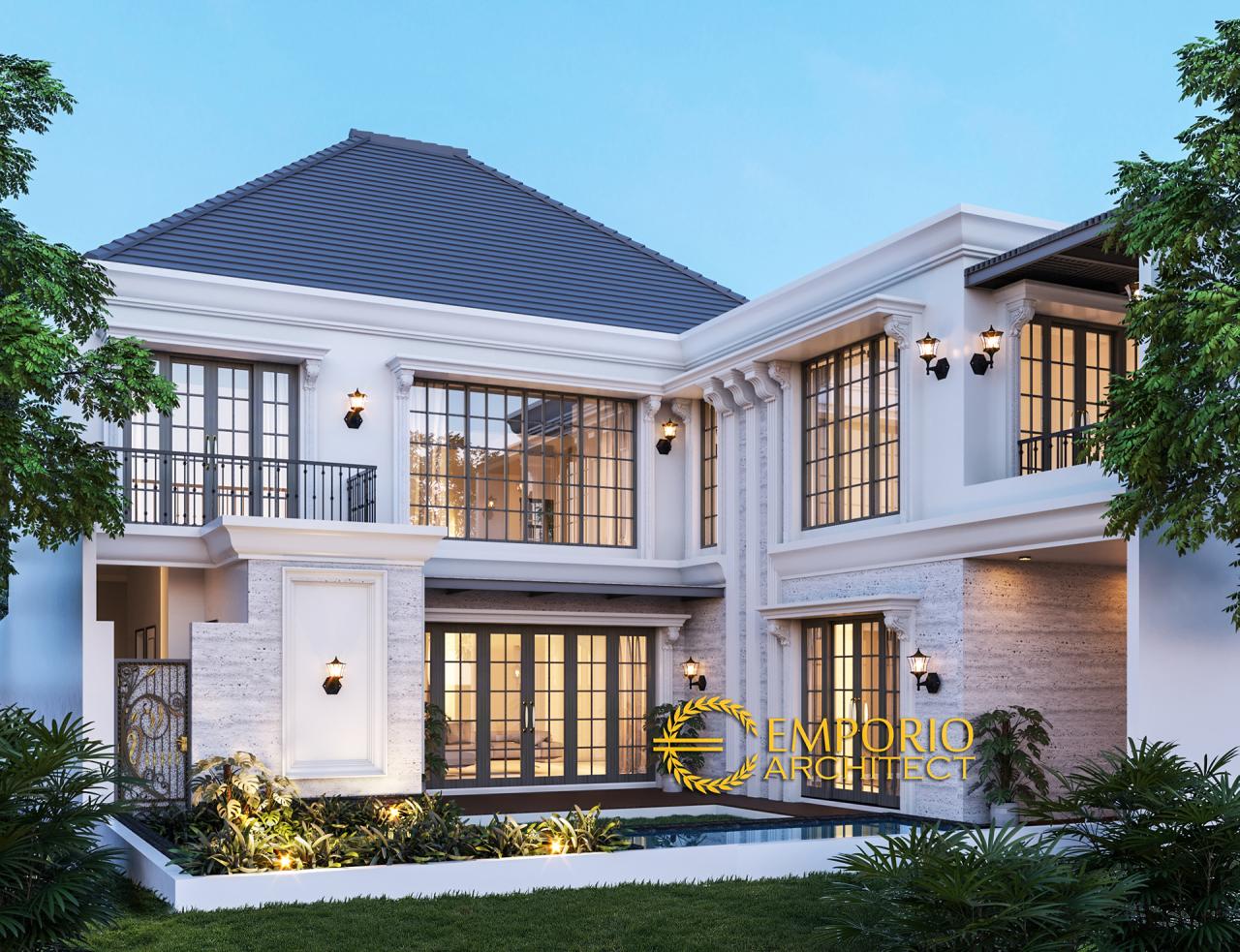 Desain Tampak Belakang Rumah Classic 2 Lantai Bapak Andy di Surabaya 2