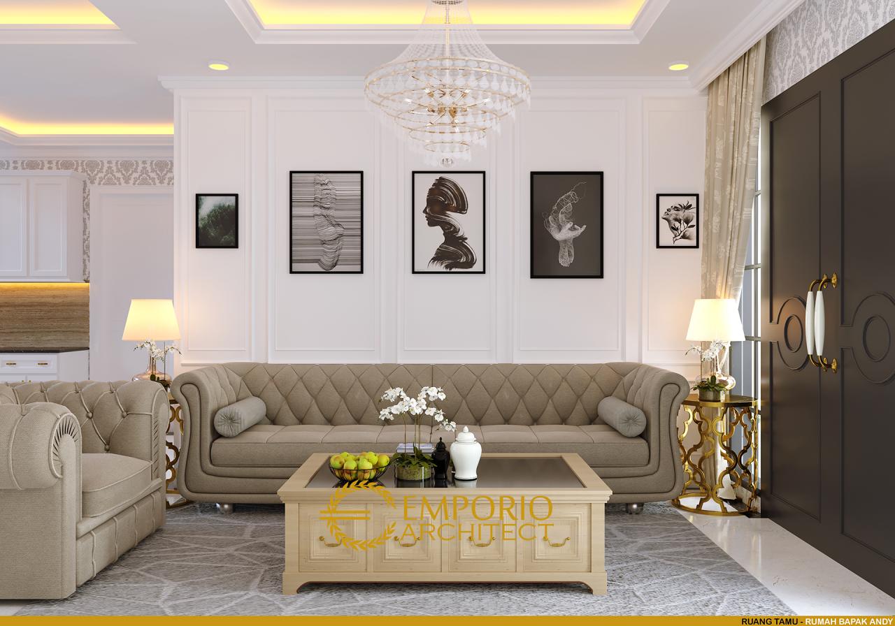 Desain Ruang Tamu Rumah Classic 2 Lantai Bapak Andy di Surabaya 3