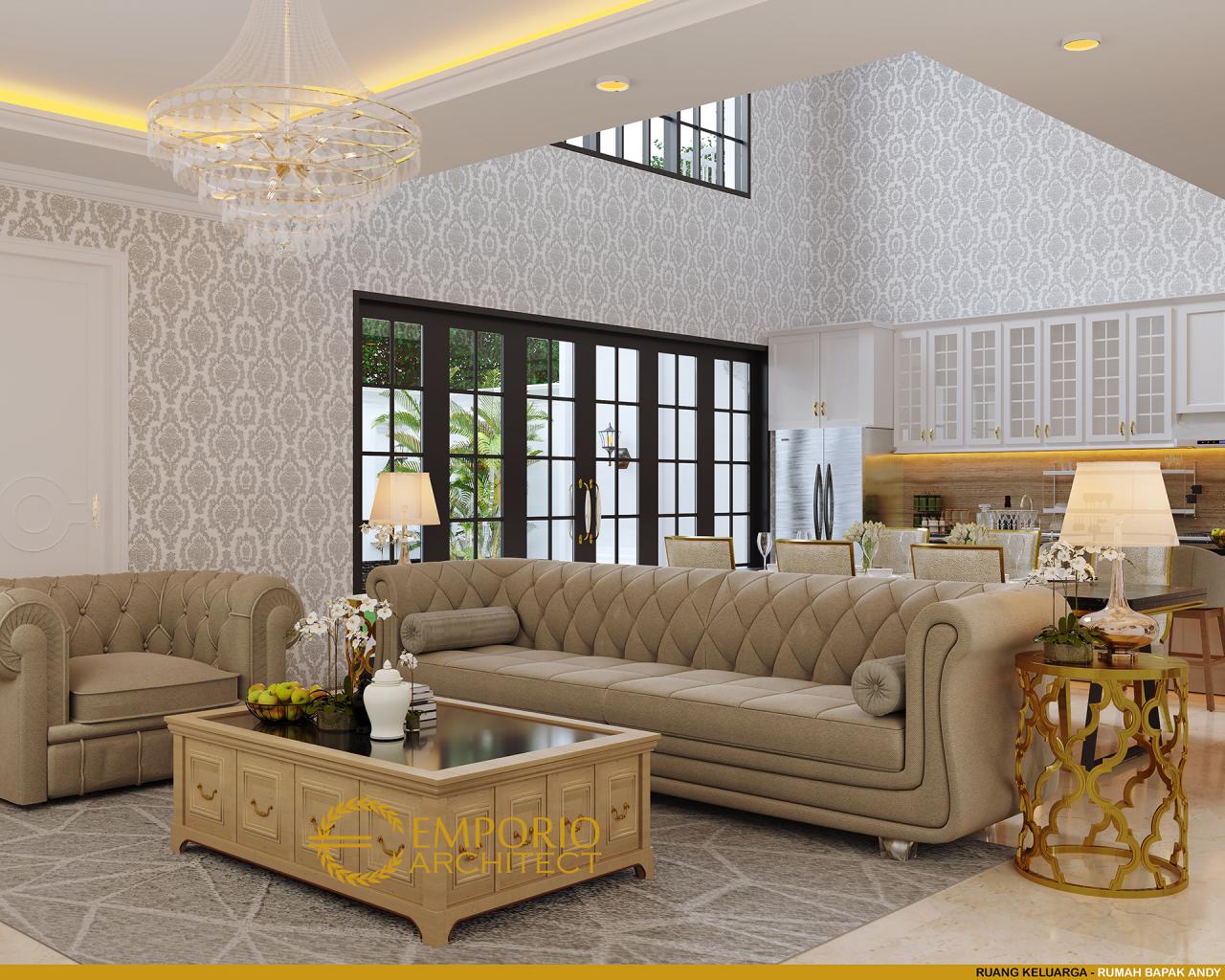 Desain Ruang Keluarga Rumah Classic 2 Lantai Bapak Andy di Surabaya 4