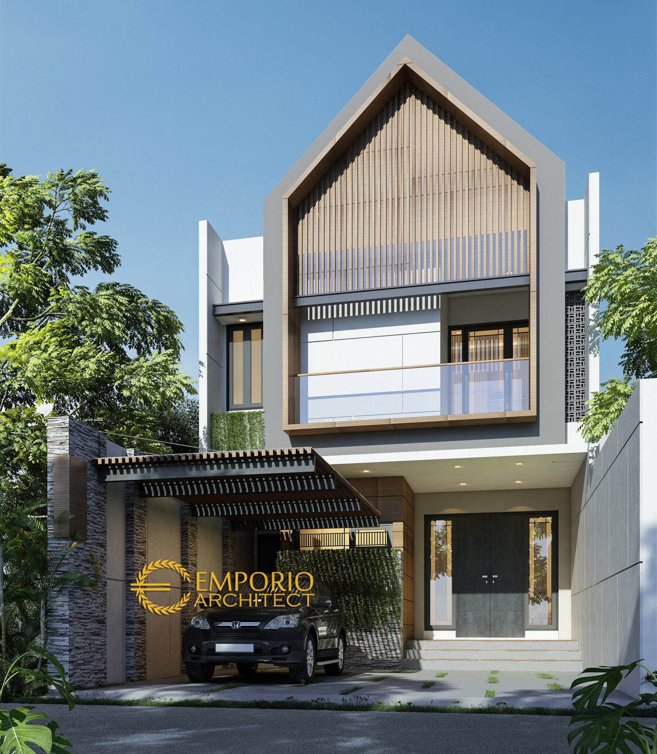 Desain Rumah Style Mediterania Tropis 1 Lantai Urutan Lebar Lahan Tertinggi