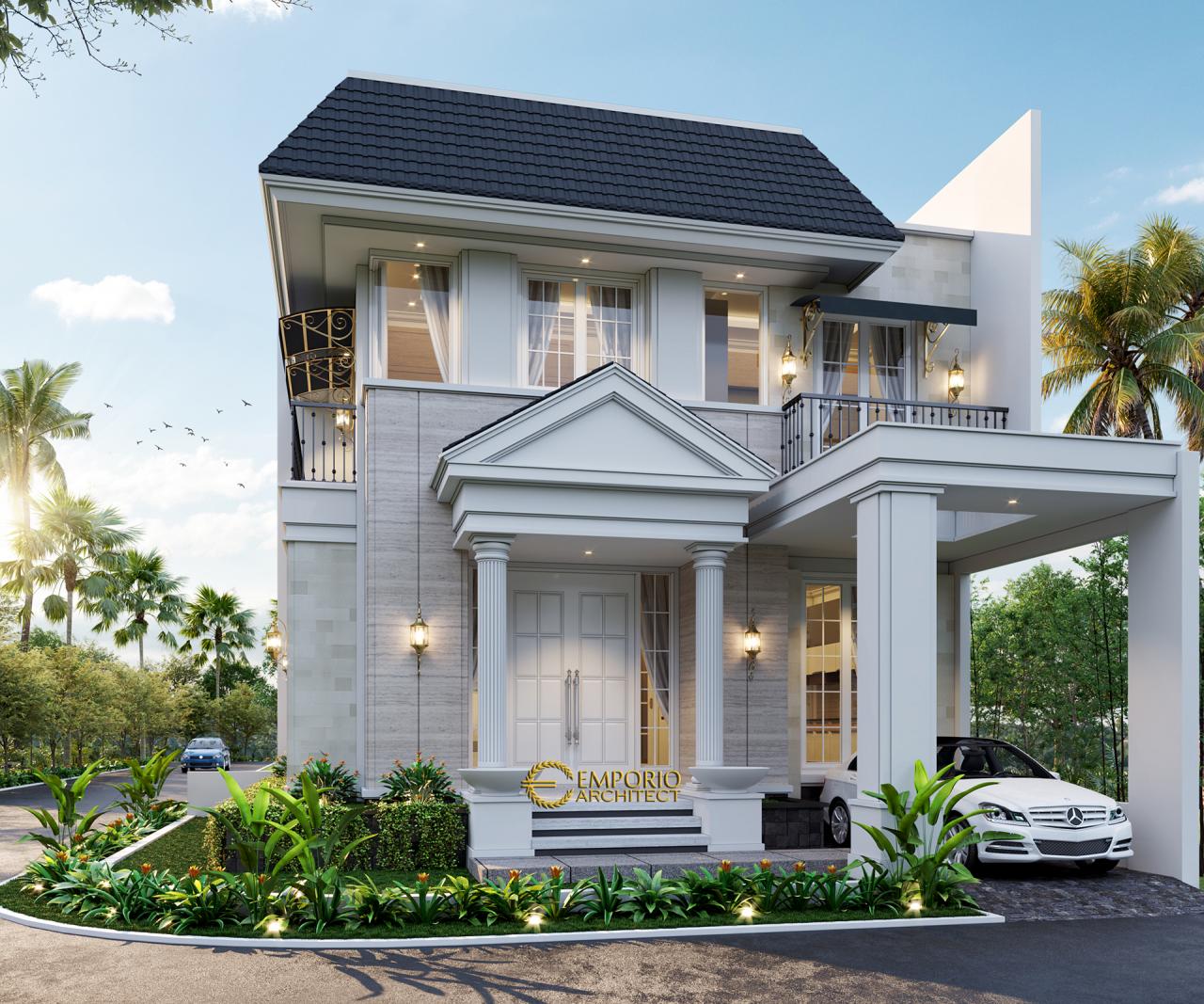 Desain Tampak Depan 2 Rumah Hook Classic 2 Lantai Bapak Oscar di Tangerang, Banten 2