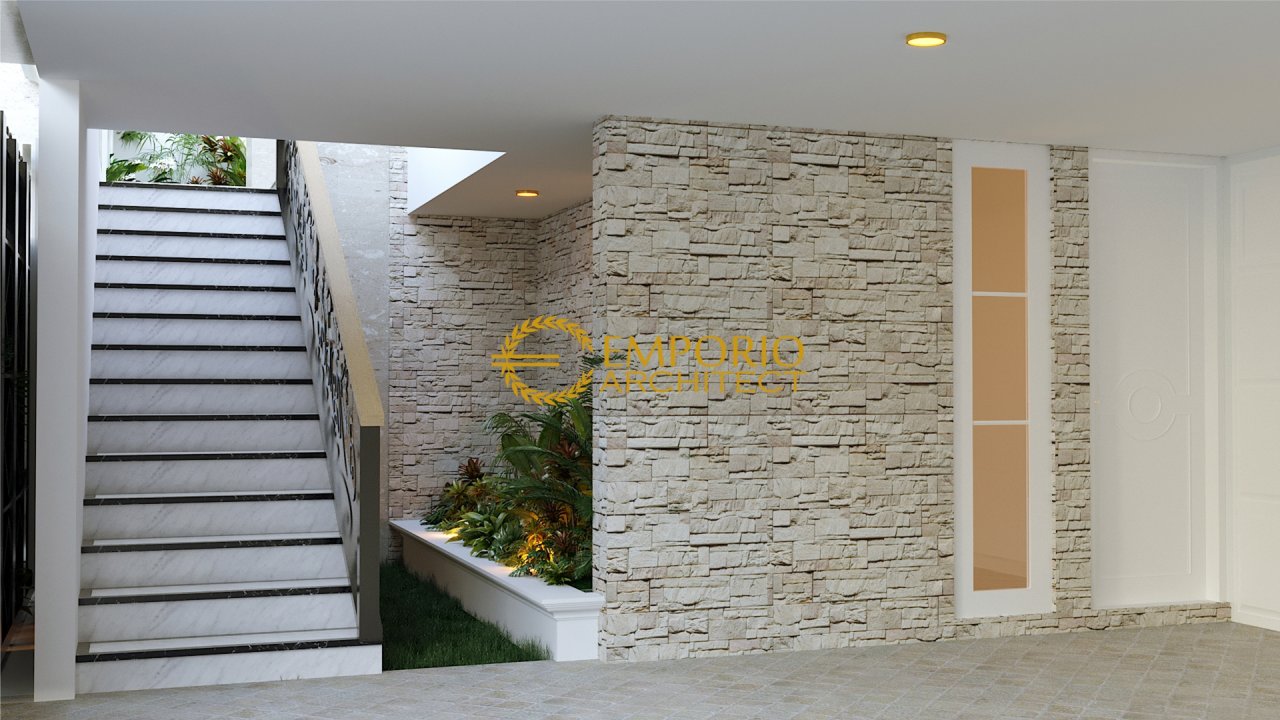 Desain Teras Depan Rumah Classic 3 Lantai Mrs. E di Tangerang, Banten 2