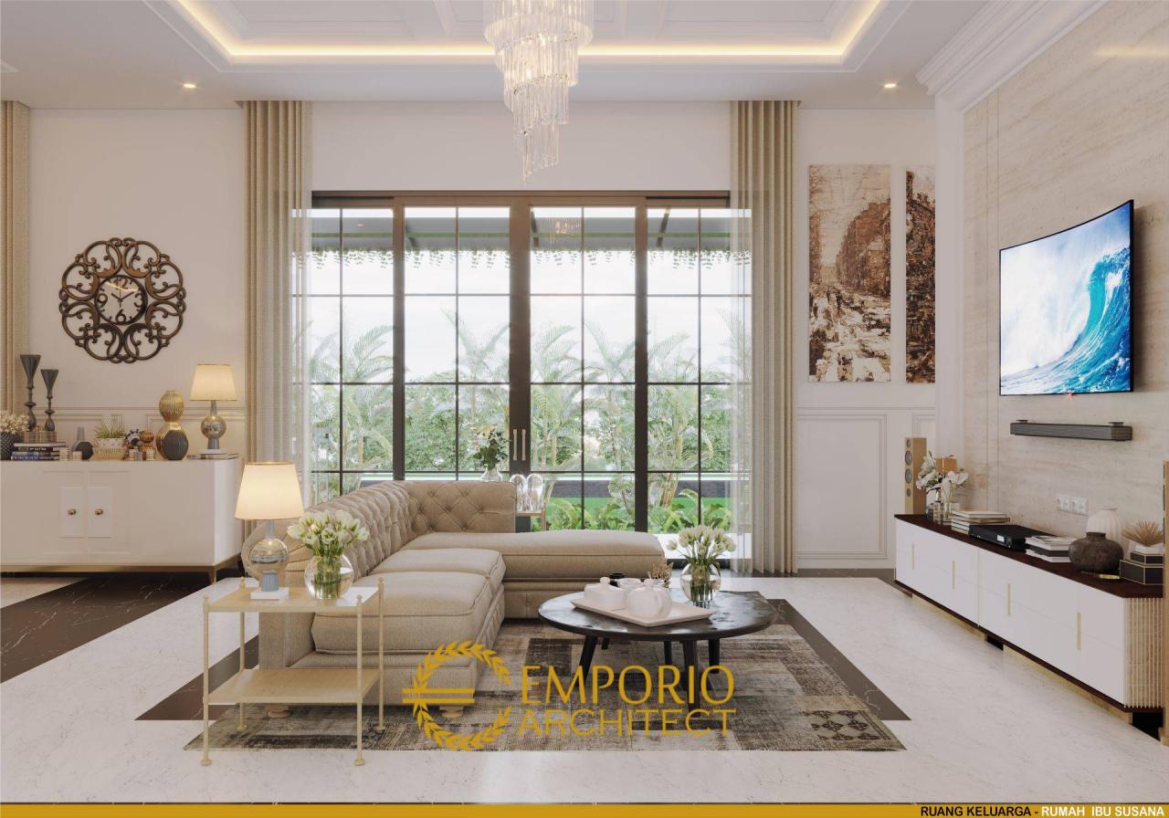 Desain Ruang Keluarga Rumah Classic 3 Lantai Ibu Susana di Tangerang, Banten 7