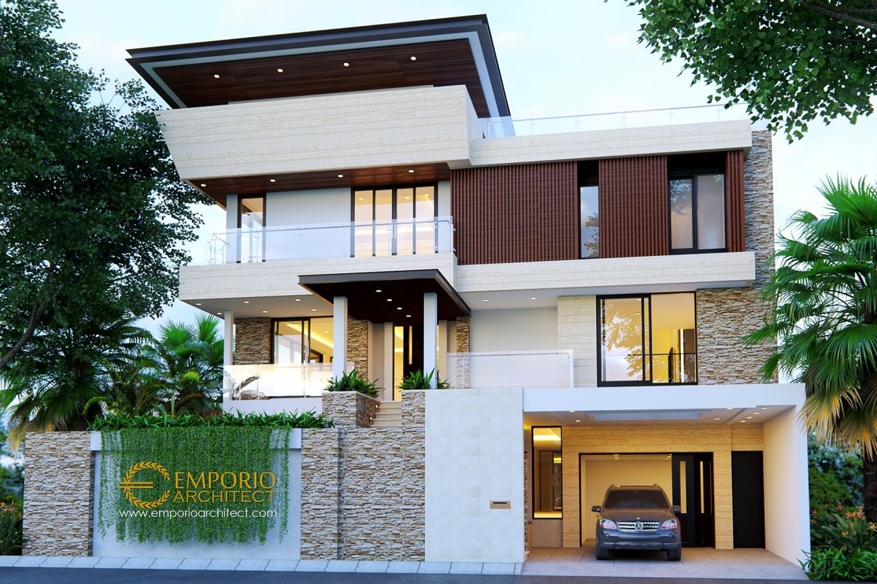 Desain Tampak Depan Rumah Modern 3 Lantai Ibu Shirly di Tangerang 1