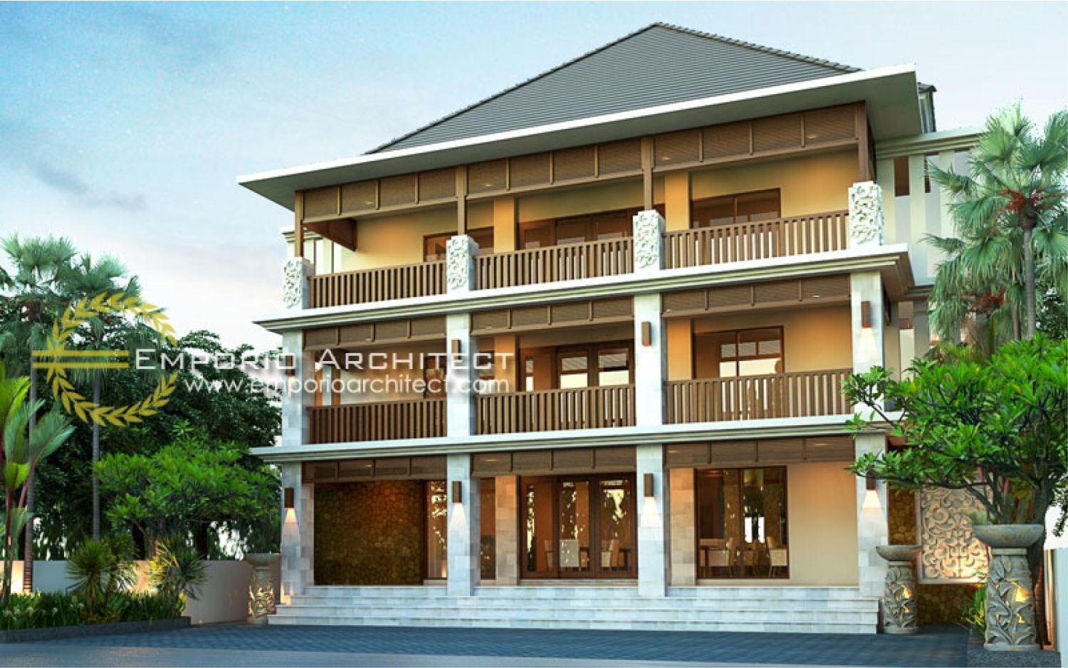 Desain Rumah Villa Bali 3 Lantai Bapak Anton Di Solo