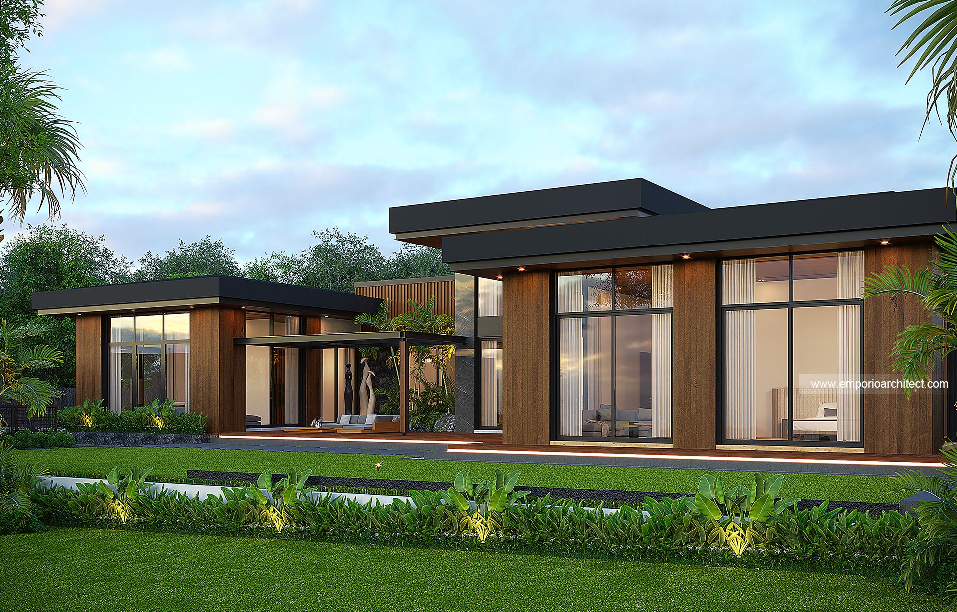 rumah modern material kayu
