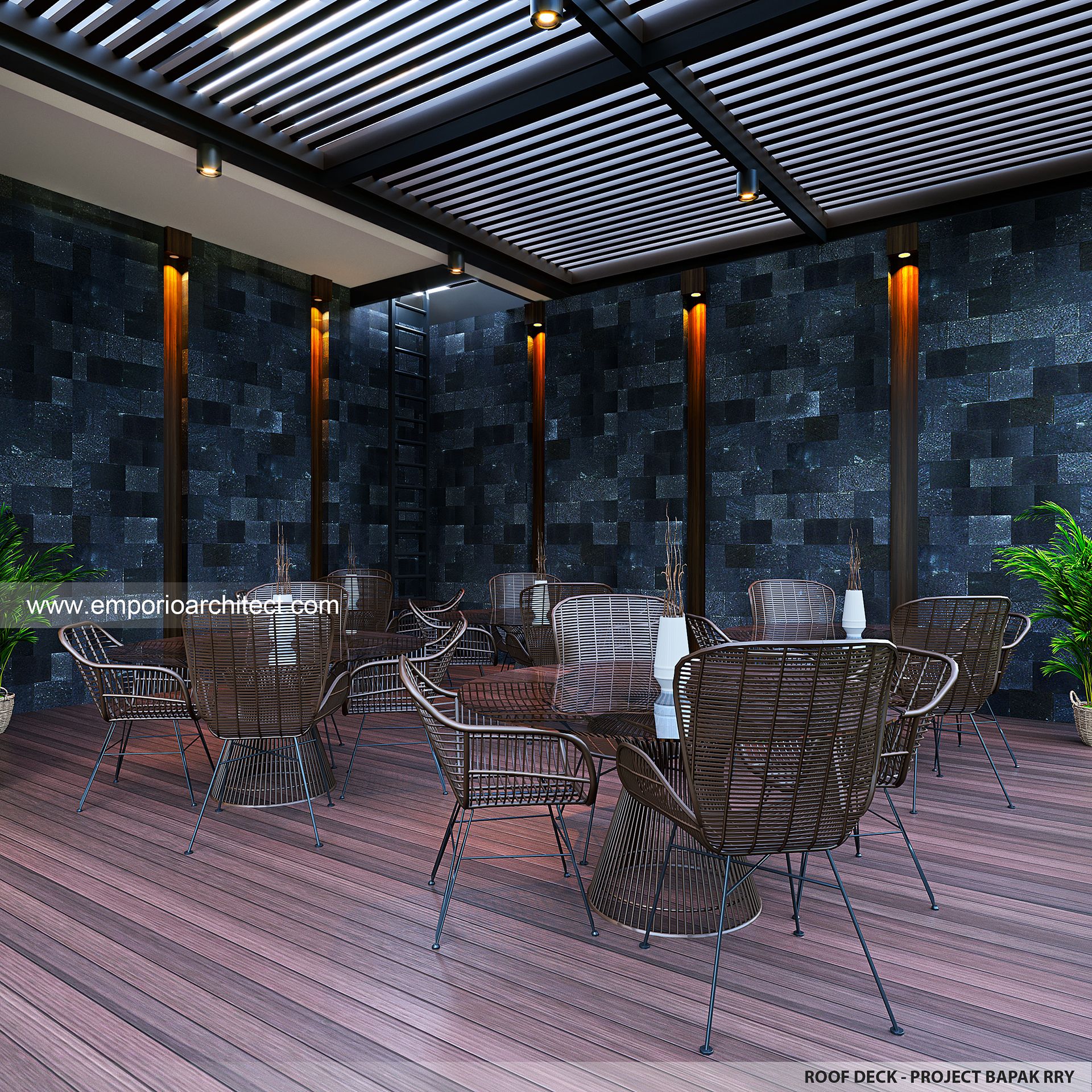 Desain Roof Deck Rumah Modern 3 Lantai Bapak RRY di Makassar 42413 ...