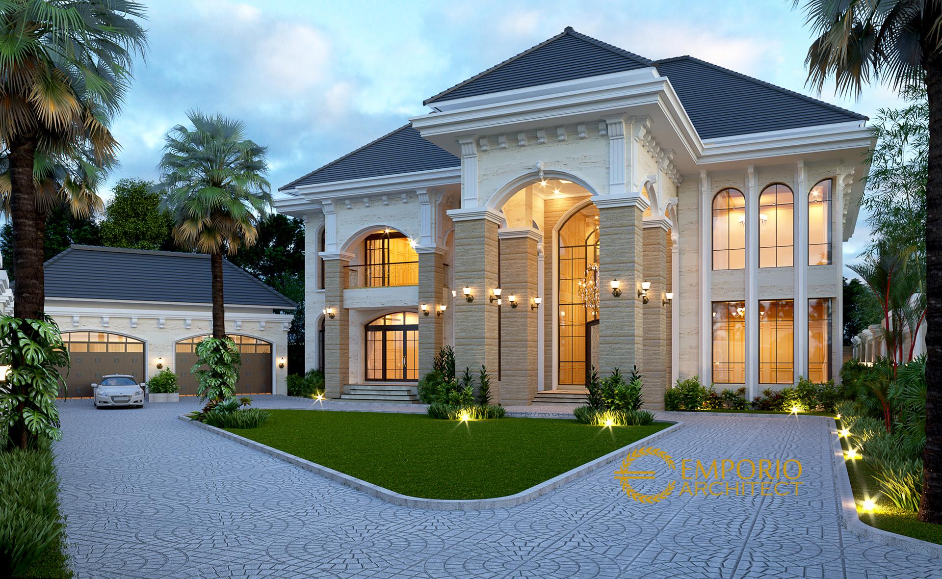 Desain Tampak Depan Rumah Mediteran 2 Lantai Bapak Agus di Balikpapan
