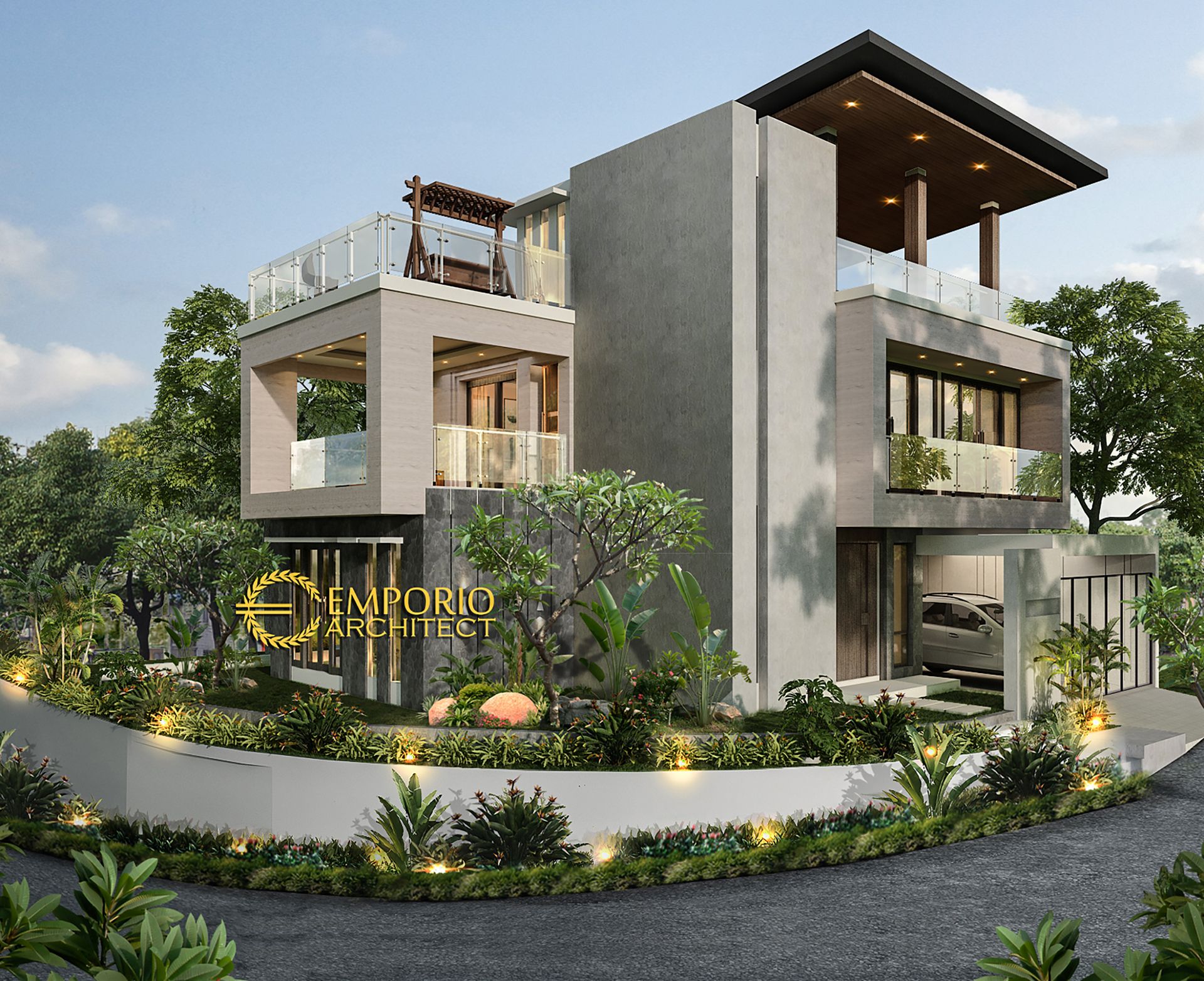 Desain Rumah Hook Modern 3 Lantai Bapak Andi Mulyandi di ...
