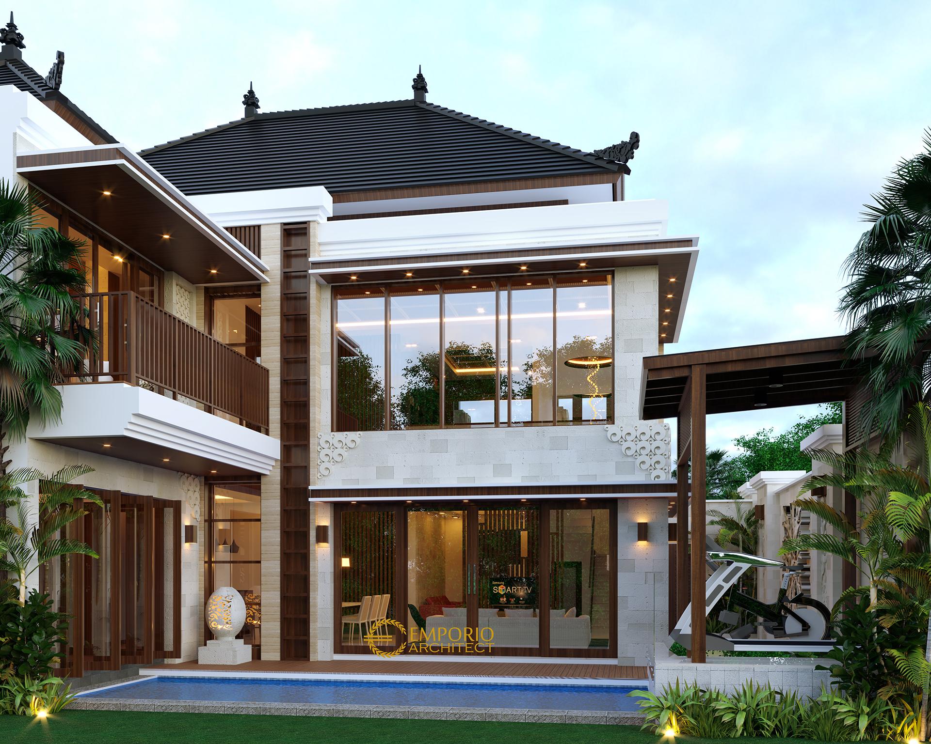 Desain Tampak Belakang Rumah Villa Bali 2 Lantai Bapak Heri Supriatianto di Bandung