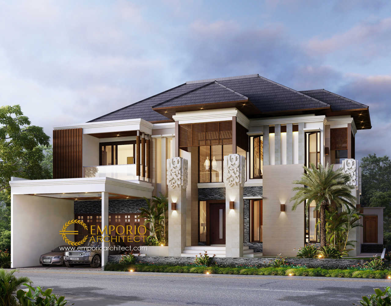 Desain Rumah Villa Bali 2 Lantai Ibu Ponky Di Bekasi