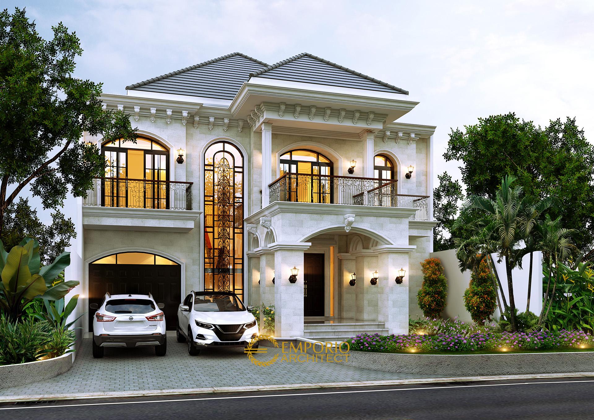 Desain Rumah Mediteran 2 Lantai Kavling 9 Bapak Pramudya di Sentul, Bogor
