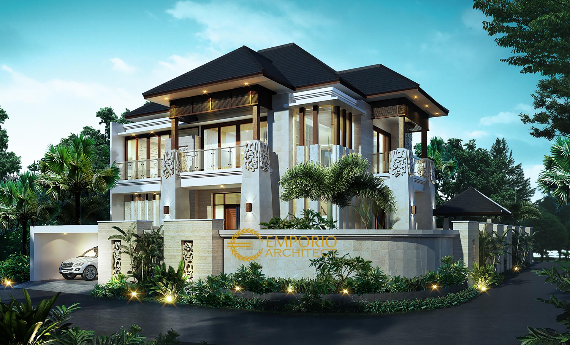 Desain Rumah Hook Villa Bali 2 Lantai Bapak Tony di Makassar