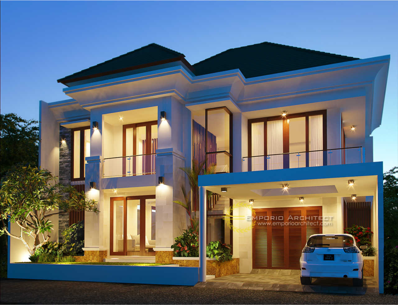 Desain Rumah Villa Bali 2 Lantai Ibu Anggi Di Cirebon