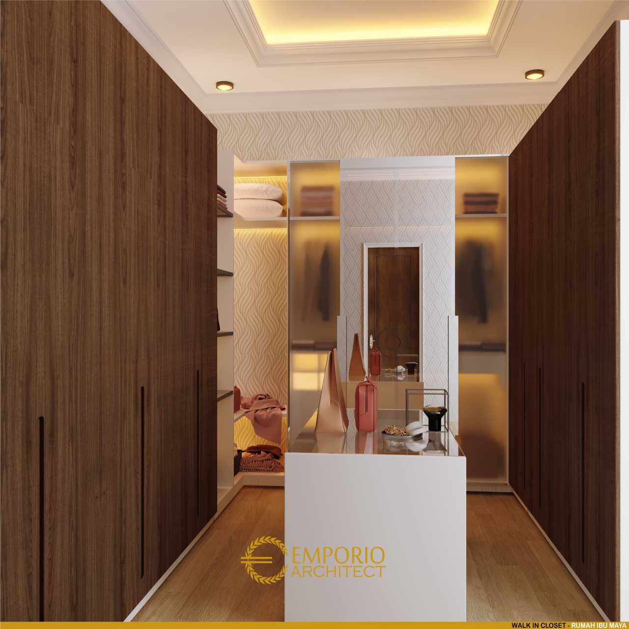 Desain interior walk-in-closet pada rumah Ibu Maya di Jakarta