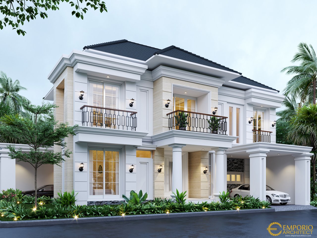 Desain rumah klasik pilar kokoh