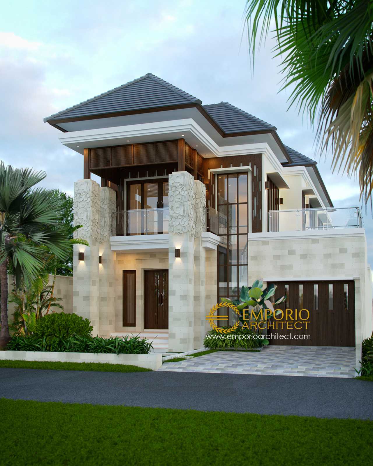 Desain Rumah Villa Bali 2 Lantai Ibu Rina Di Lampung