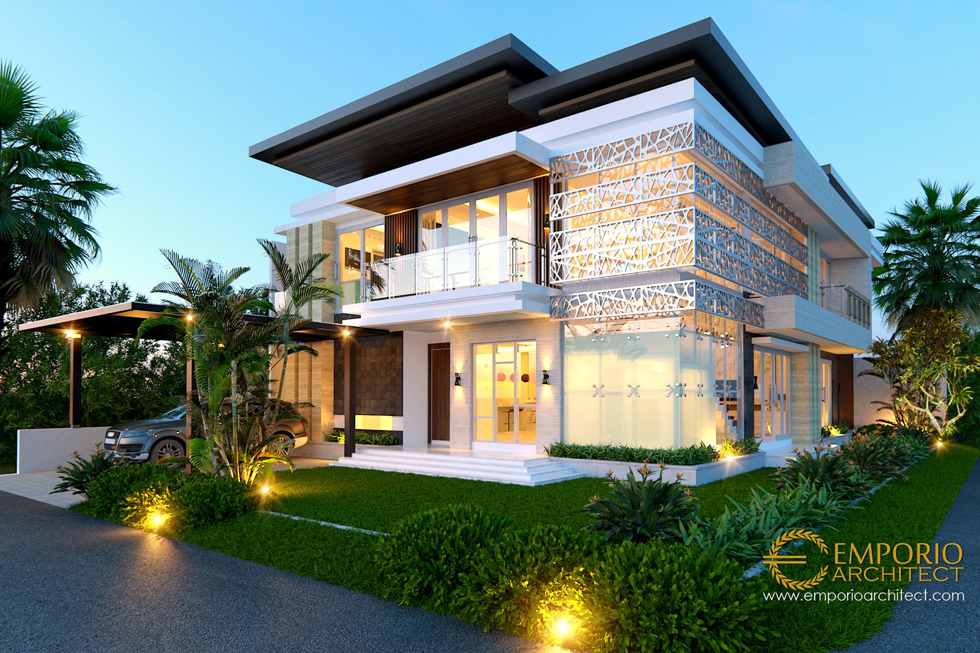 Desain Rumah  Hook  Modern 2 Lantai Ibu Indi di Palembang