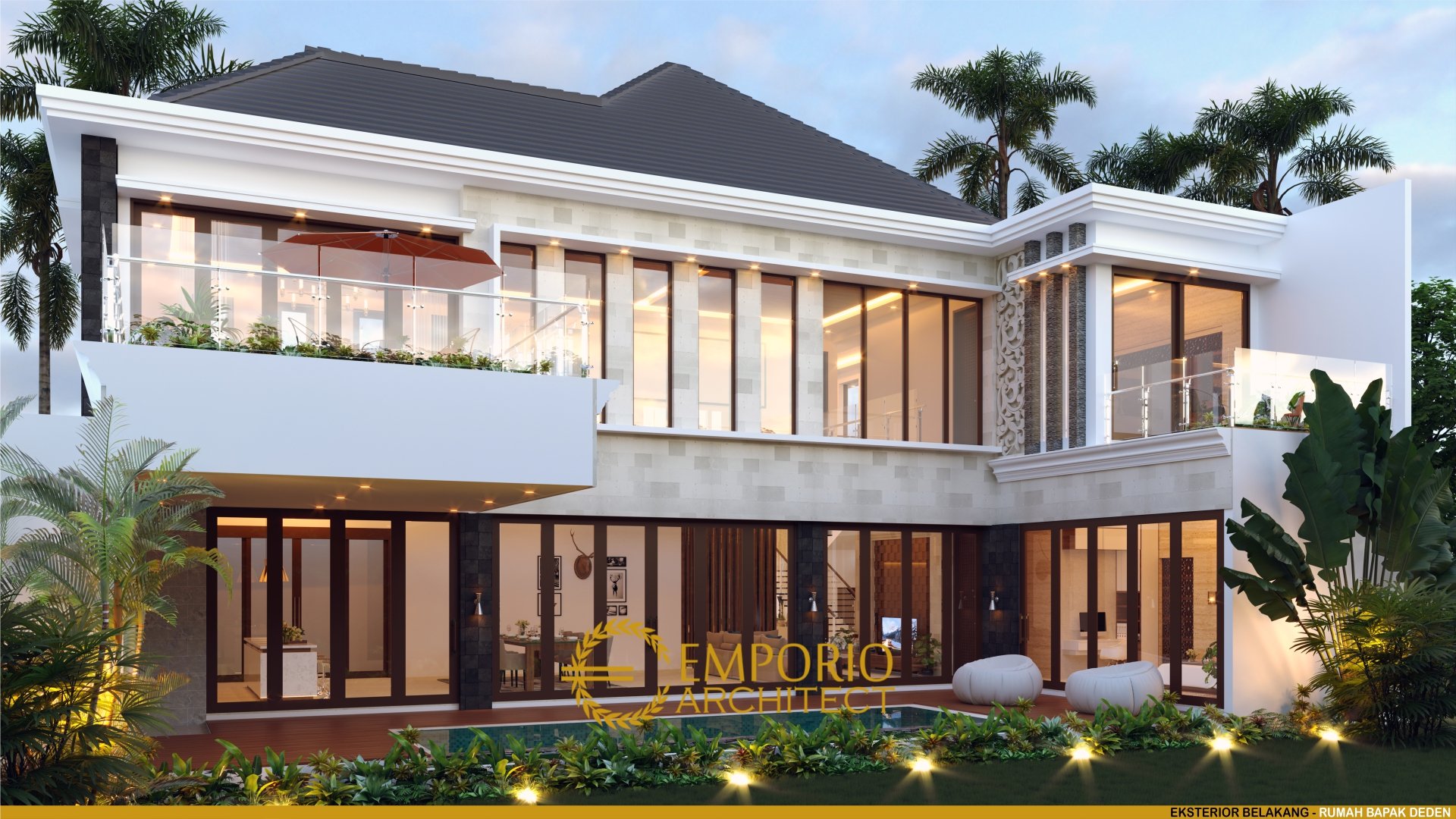 Desain Rumah Villa Bali 2 Lantai Bapak Deden di Purwakarta, Jawa Barat