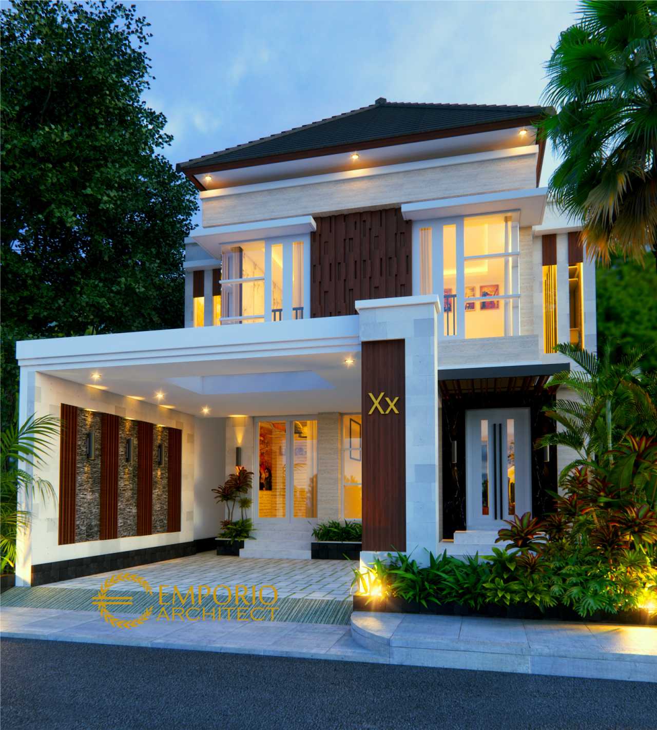 Desain Rumah Villa Bali 2 Lantai Bapak Agus Sofyan di Surabaya