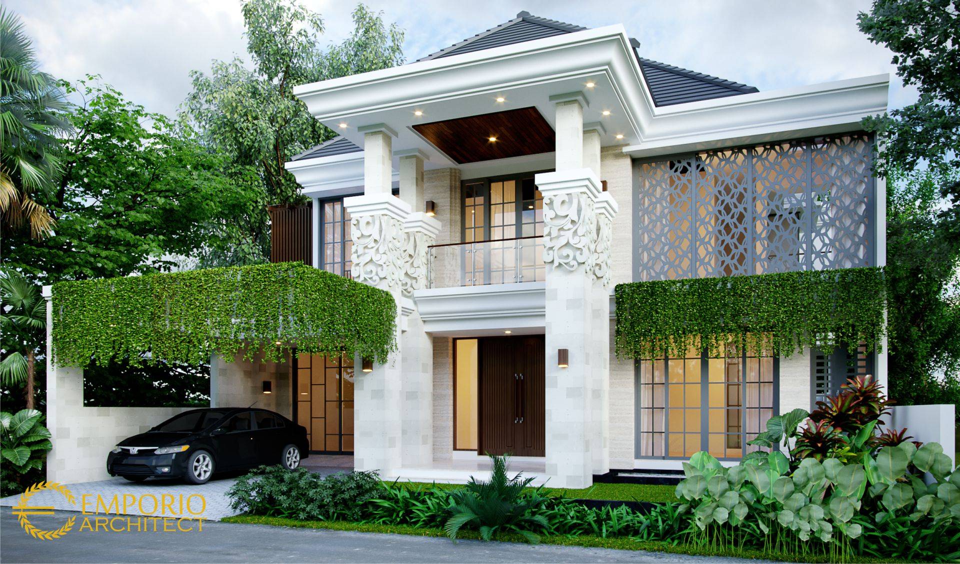 Desain Rumah Villa  Bali 2 Lantai Bapak Sindhu di Surabaya  