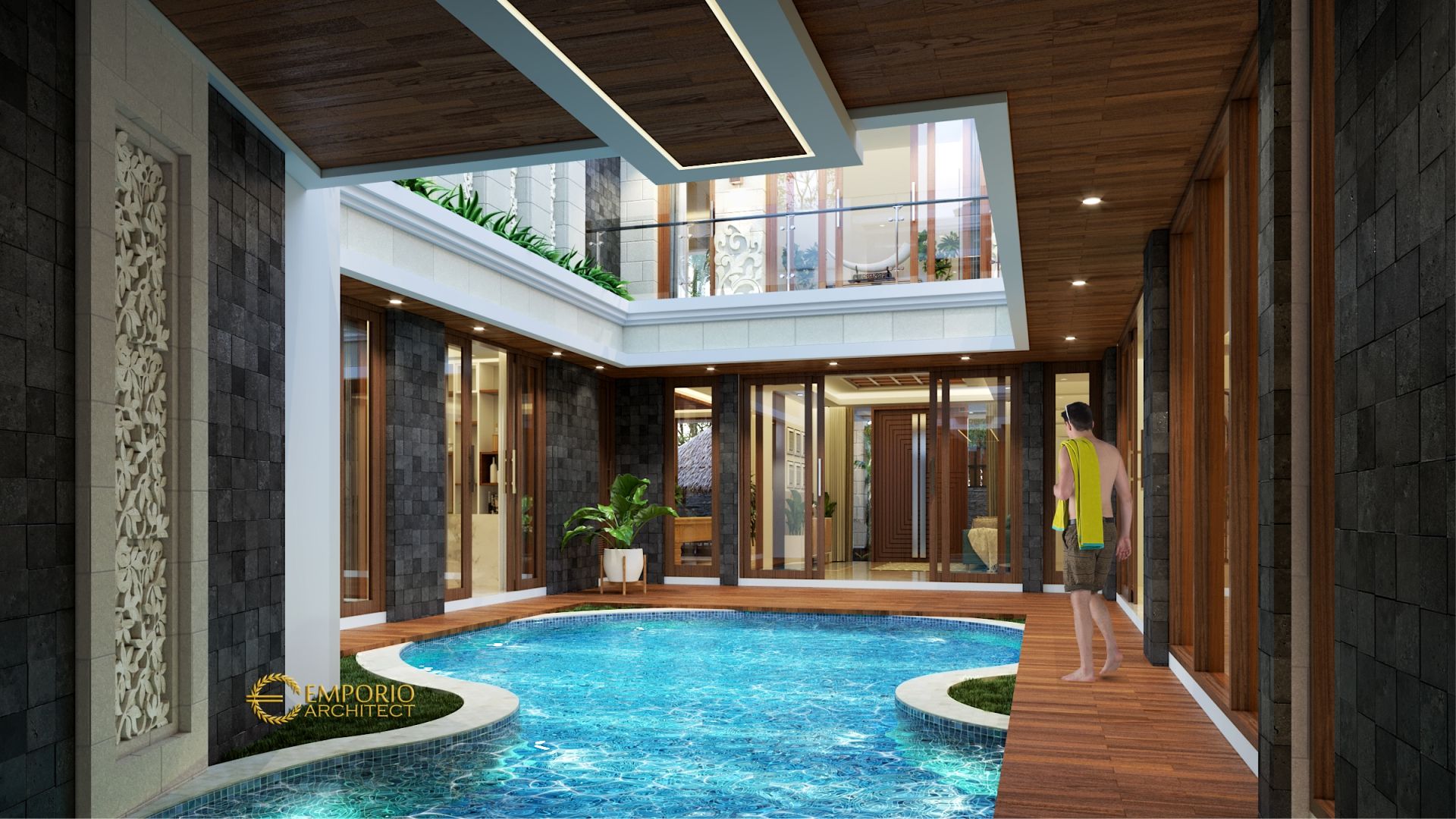 Desain Rumah  Villa Bali 2 Lantai Bapak Rahmad di Tangerang  