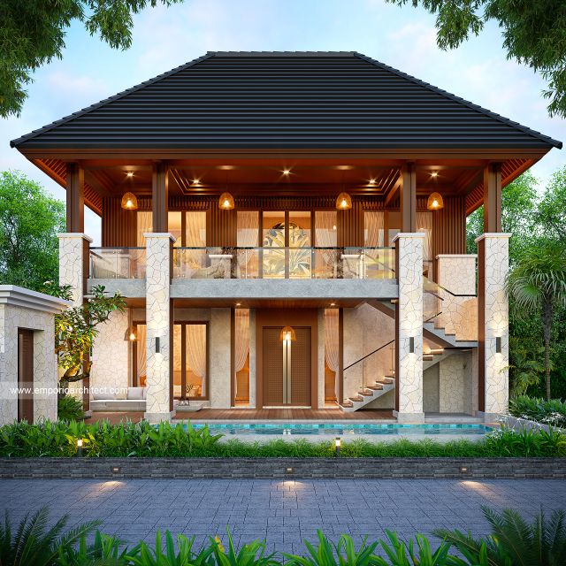 Desain Tampak Depan Guest House Modern 2 Lantai Bapak AN di Padang