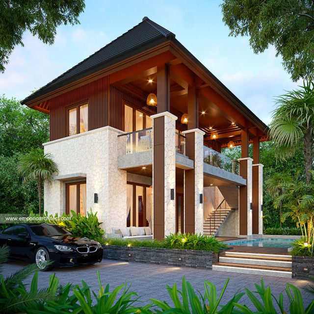 Desain Tampak Depan 2 Guest House Modern 2 Lantai Bapak AN di Padang