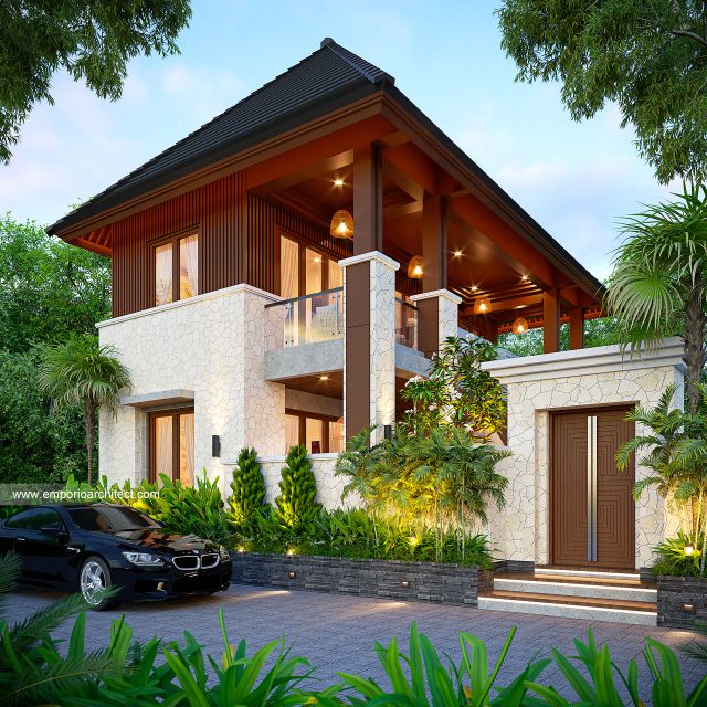 Desain Tampak Depan Dengan Pagar Guest House Modern 2 Lantai Bapak AN di Padang
