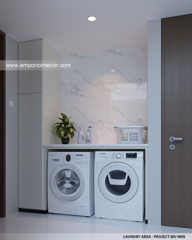 Desain Laundry Area Guest House Modern 3 Lantai Ibu NKN di Ungasan, Badung, Bali