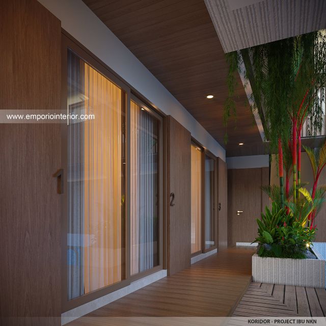 Desain Koridor Guest House Modern 3 Lantai Ibu NKN di Ungasan, Badung, Bali