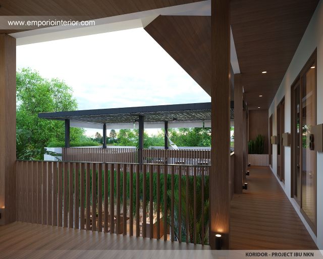 Desain Koridor Guest House Modern 3 Lantai Ibu NKN di Ungasan, Badung, Bali
