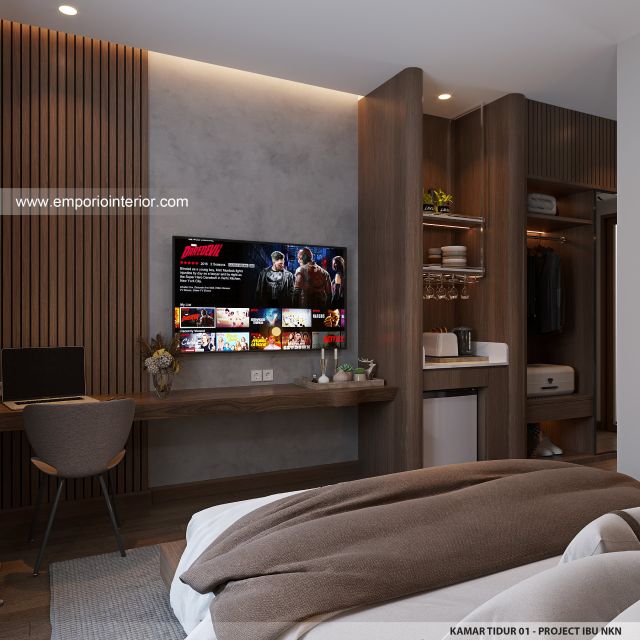 Desain Kamar Tidur 1 Guest House Modern 3 Lantai Ibu NKN di Ungasan, Badung, Bali