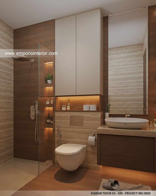 Desain Kamar Mandi 3 Guest House Modern 3 Lantai Ibu NKN di Ungasan, Badung, Bali