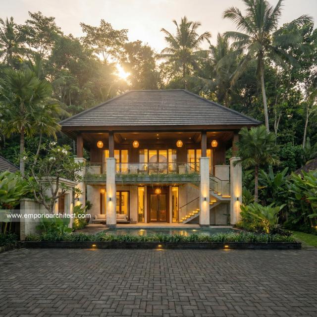 Desain Tampak Depan 2 Guest House Villa Bali Modern 2 Lantai Bapak AN di Padang