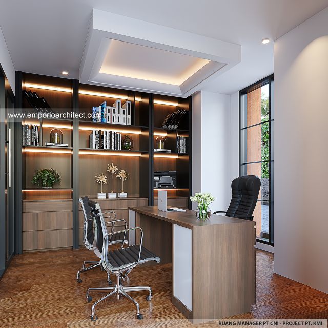 Desain Ruang Manager Kantor Modern 4 Lantai PT. KMI di Makassar