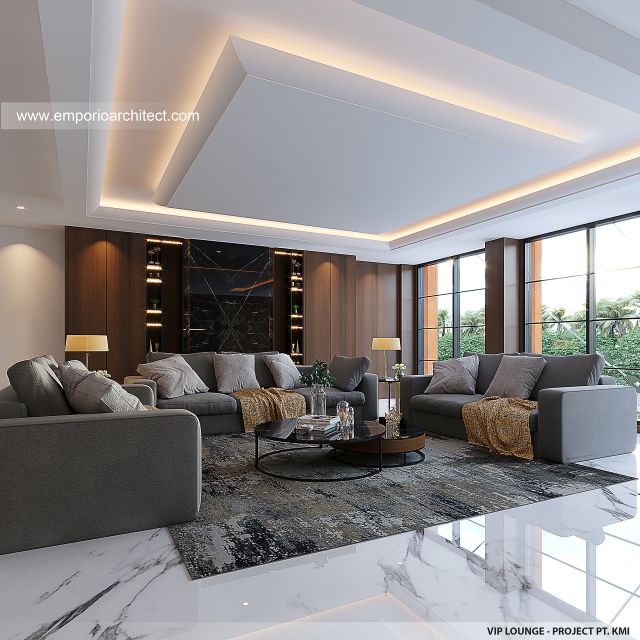Desain VIP Lounge Kantor Modern 4 Lantai PT. KMI di Makassar