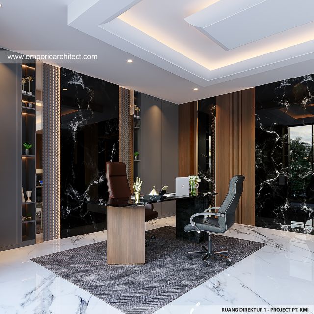 Desain Ruang Direktur 1 Kantor Modern 4 Lantai PT. KMI di Makassar