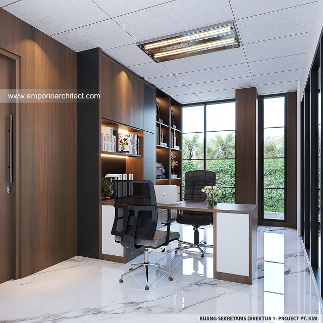 Desain Ruang Sekretaris Direktur 1 Kantor Modern 4 Lantai PT. KMI di Makassar