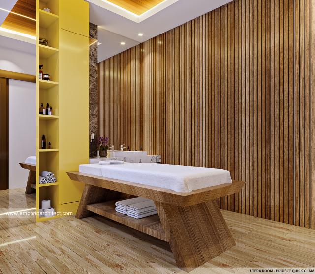 Desain Utera Room Klinik Kecantikan Quick Glam Modern 4 Lantai Ibu IRW di Jakarta