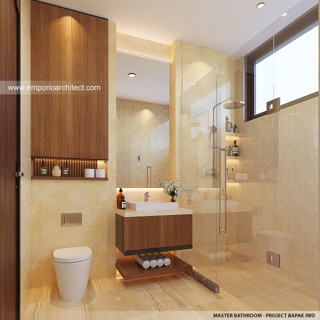 Desain Kamar Mandi Utama Kost dan Rumah Modern 5 Lantai Bapak IWD di Palembang