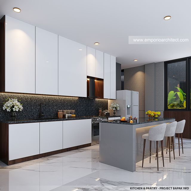 Desain Dapur dan Pantry Kost dan Rumah Modern 5 Lantai Bapak IWD di Palembang