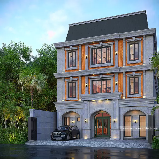 Desain Tampak Depan 2 Kost Jelambar 13 Klasik 4 Lantai Bapak L di Jakarta Barat