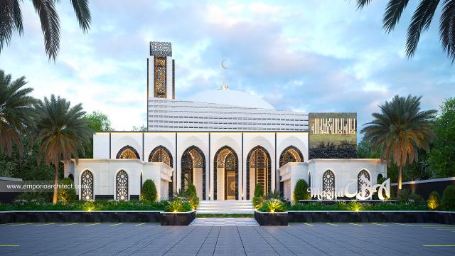Desain Masjid ZBA Style Modern 1 Lantai di Solok, Sumatera Barat - Tampak Depan
