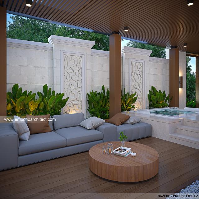 Desain Gazebo Paviliun Modern 1 Lantai Ibu LZ di Tangerang