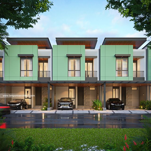 Desain Tampak Depan Perumahan Modern 2 Lantai PT. MK Type 6 di Jakarta