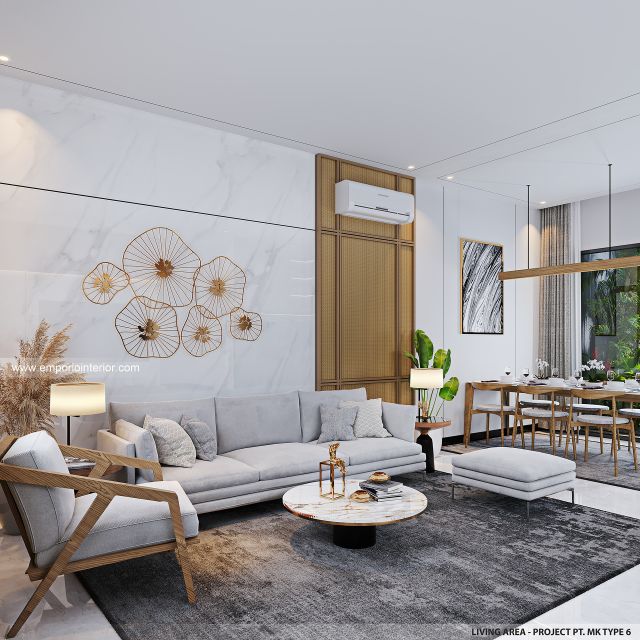 Desain Ruang Keluarga Perumahan Modern 2 Lantai PT. MK Type 6 di Jakarta