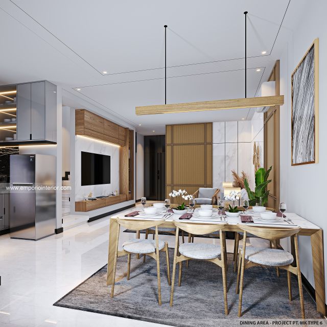 Desain Ruang Makan Perumahan Modern 2 Lantai PT. MK Type 6 di Jakarta